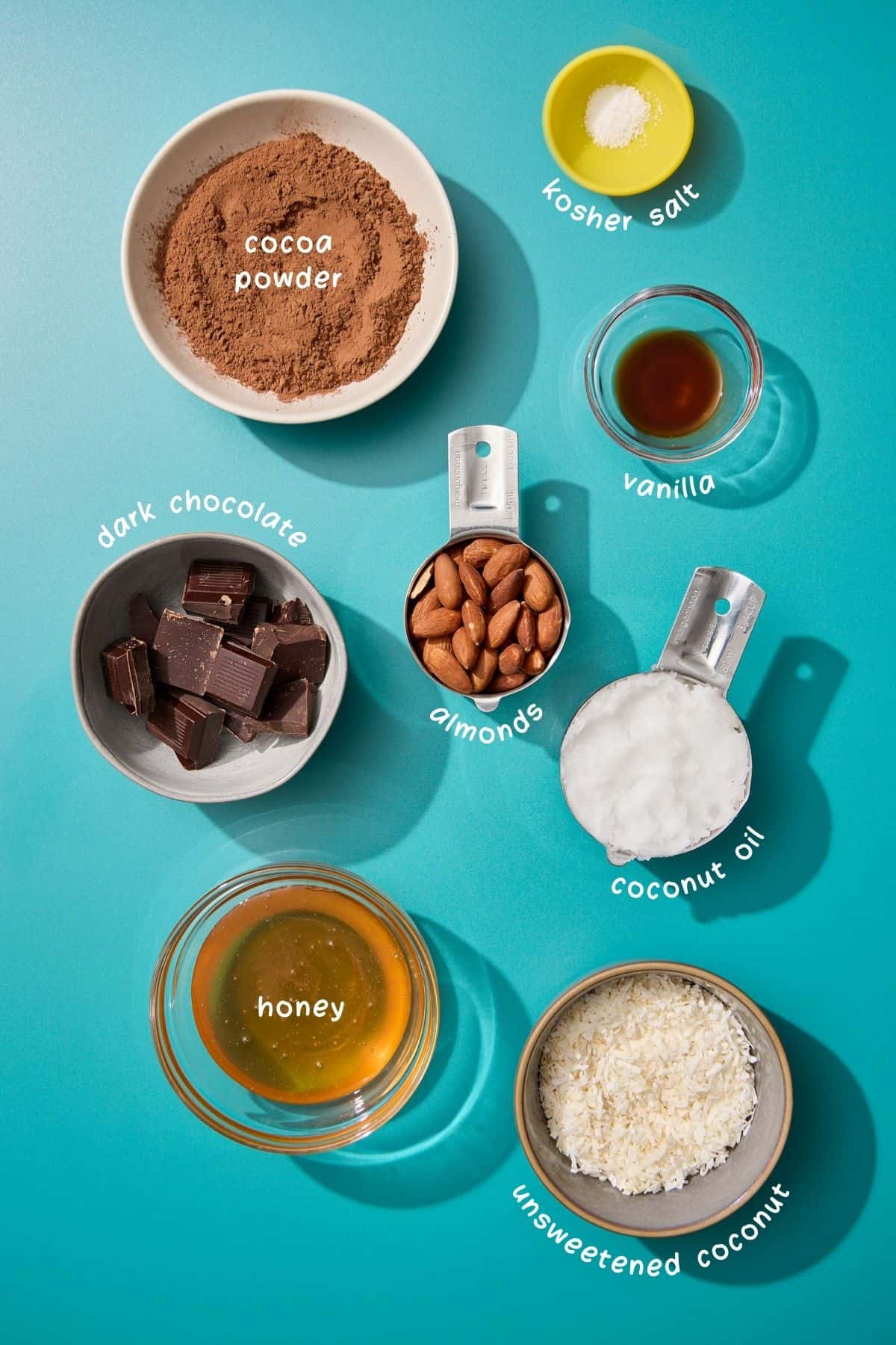 ingredients for making honey chocolates