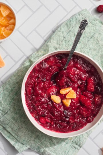 bowl of cranberry sauce with orange