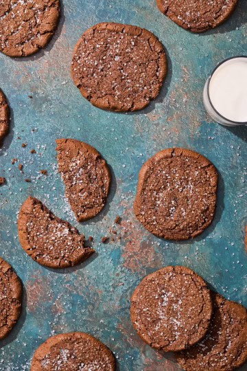 cookies on a blue and green background