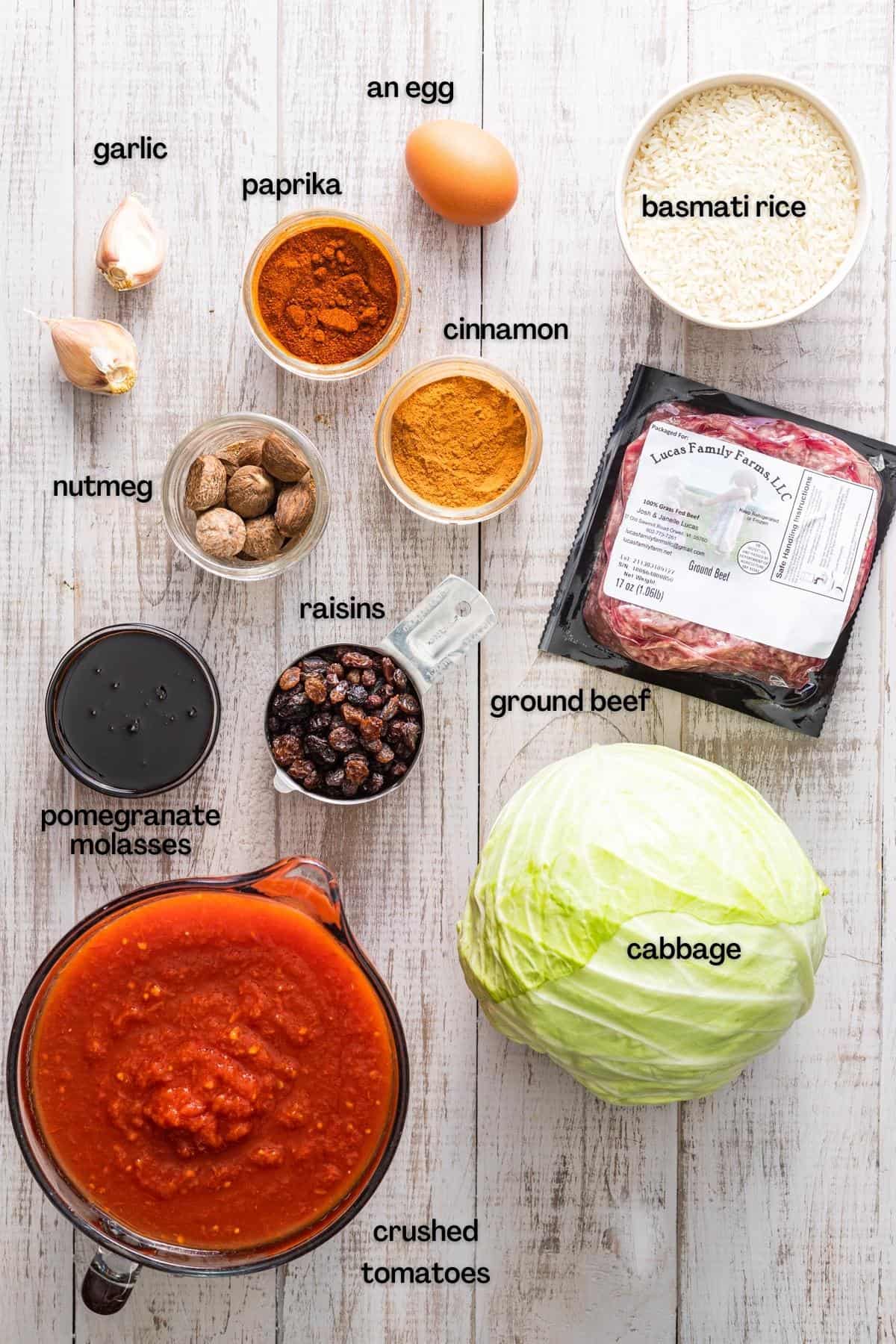ingredients for stuffed cabbage
