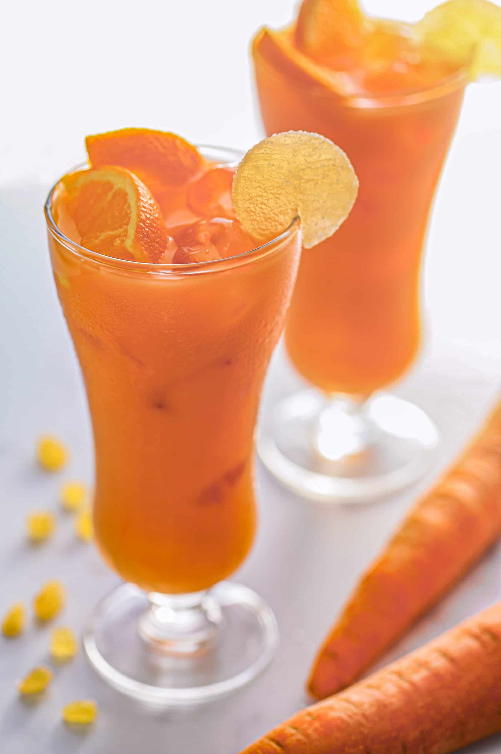 carrot cocktail in glasses