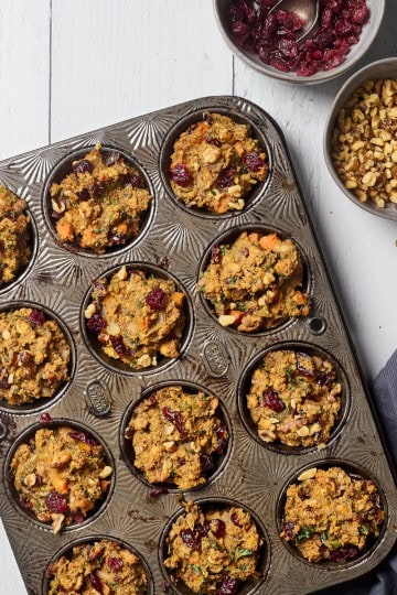 stuffing in muffin tin
