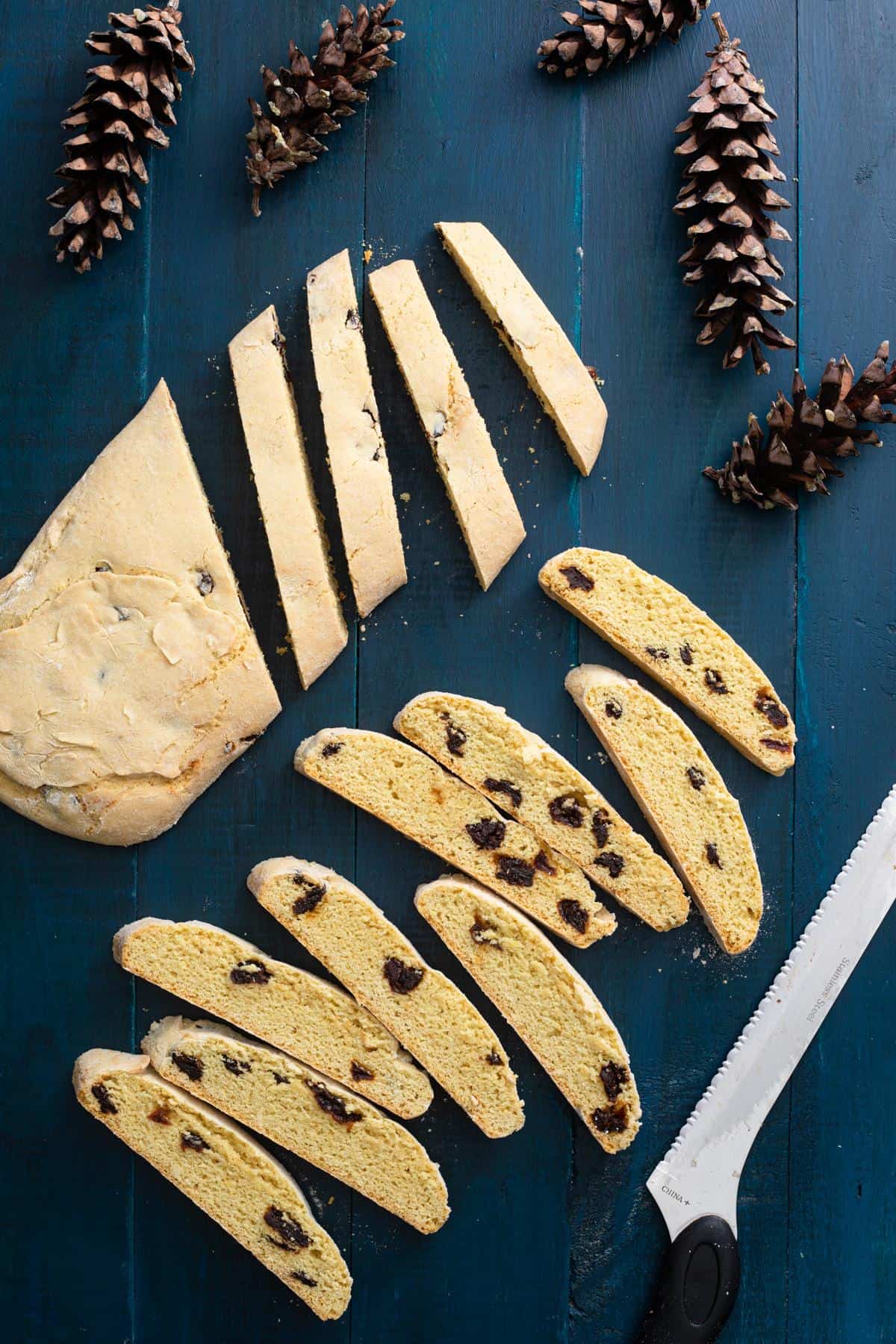 biscotti dough cut into pieces before baking for a second time