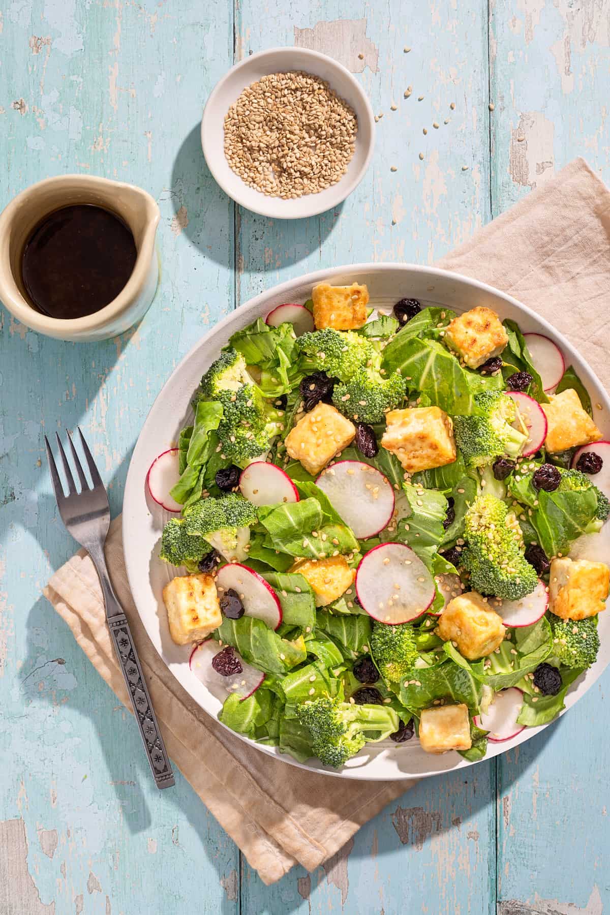 a plate of bok choy salad