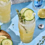 Easy and refreshing cucumber gin cocktail with fresh lime and thyme, perfect for summer entertaining.